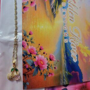 18K Gold Plated Pink Cherry Zircon Necklace